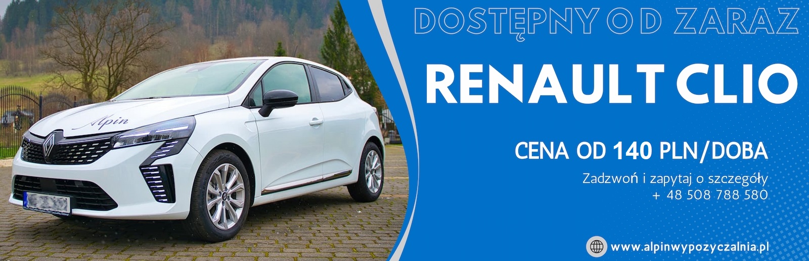 Renault Clio na wynajem - wypożyczalnia samochodów osobowych Alpin w Szczyrku